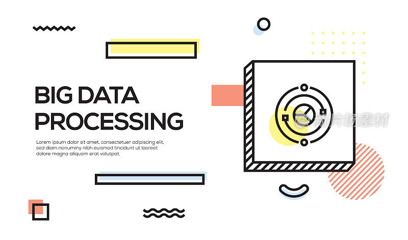 Big Data Processing Concept. Geometric Retro Style Banner and Poster Concept with Big Data Processing icon